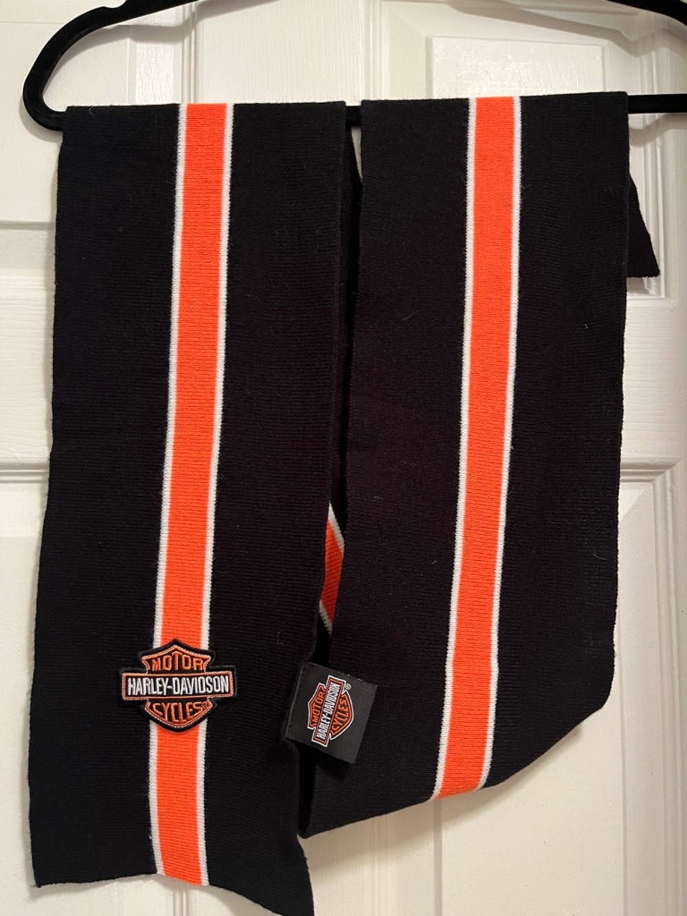 Harley-Davidson Black Scarf with Orange and White Stripes